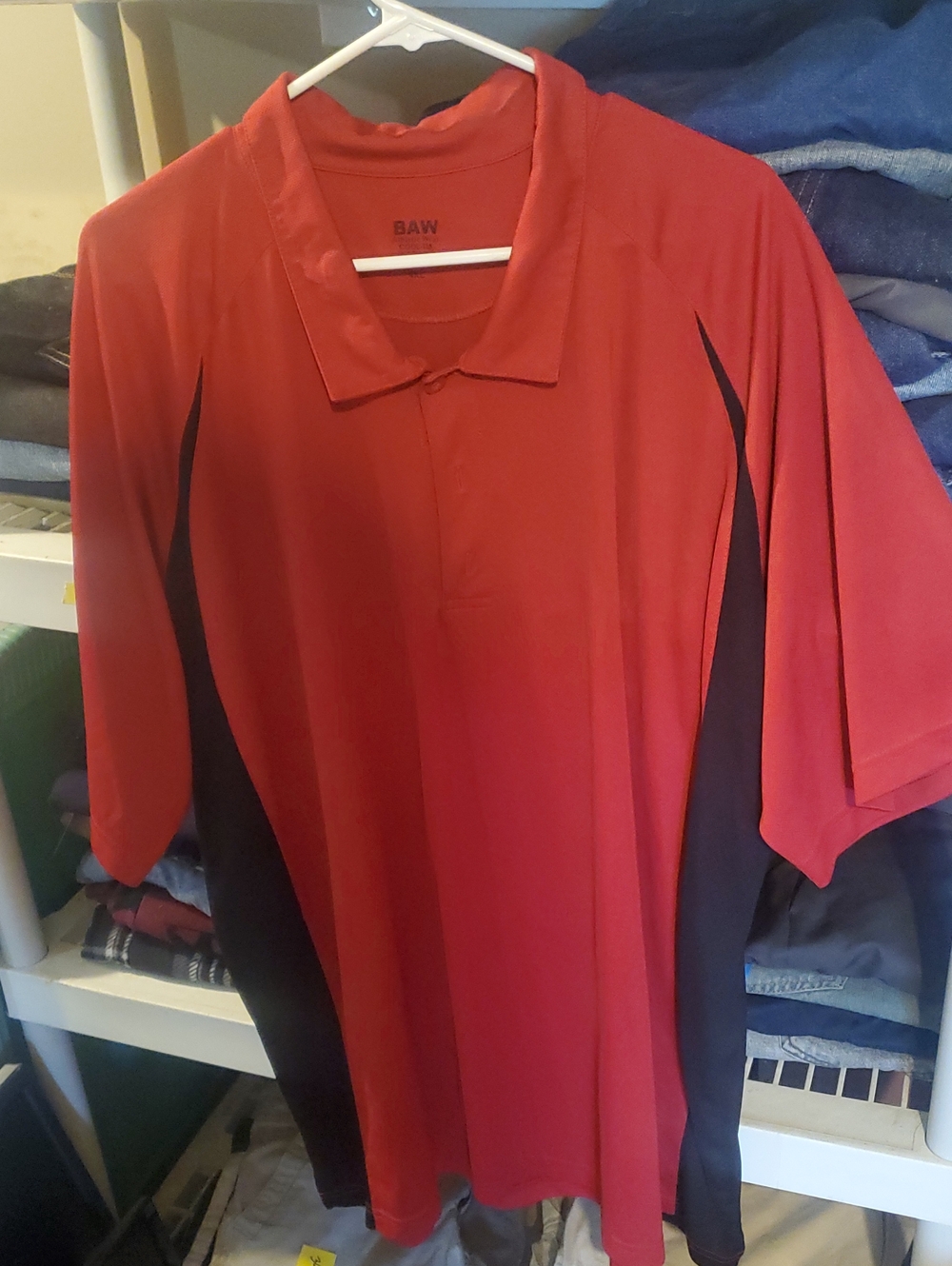 BAW Men’s Red Polo with Black Side Panels